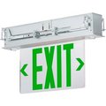 Hubbell Lighting Hubbell LED Edge-Lit Combo Exit/Emergency Unit, NiMH Battery, Green LEDs, Recessed Mt, Double Face CELCR2GN
